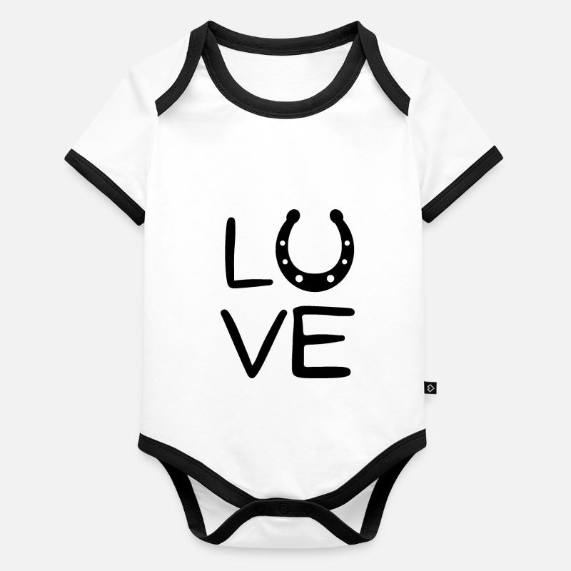 L’amour du cheval Body Bébé bio contrasté manches courtes
