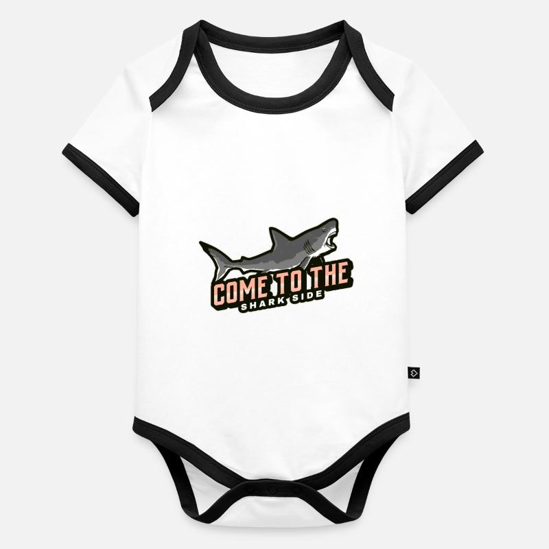 Venez du côté des requins Body Bébé bio contrasté manches courtes