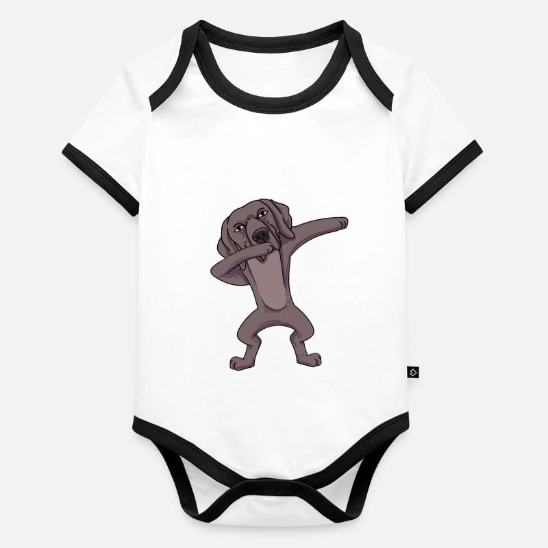 Weimaraner Body Bébé bio contrasté manches courtes