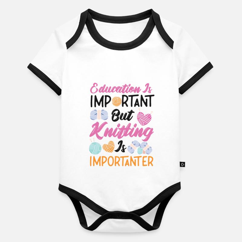 Knitting Knitter Education Is Baby Bio-Kurzarm-Kontrastbody