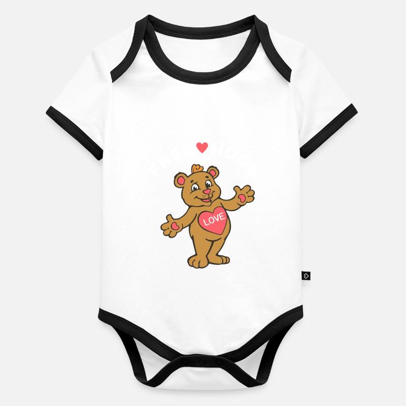 Câlins gratuits Teddy Bear Body Bébé bio contrasté manches courtes