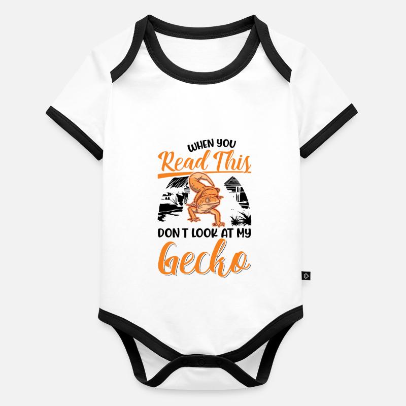 Gecko Cadeau Léopard Gecko Body Bébé bio contrasté manches courtes