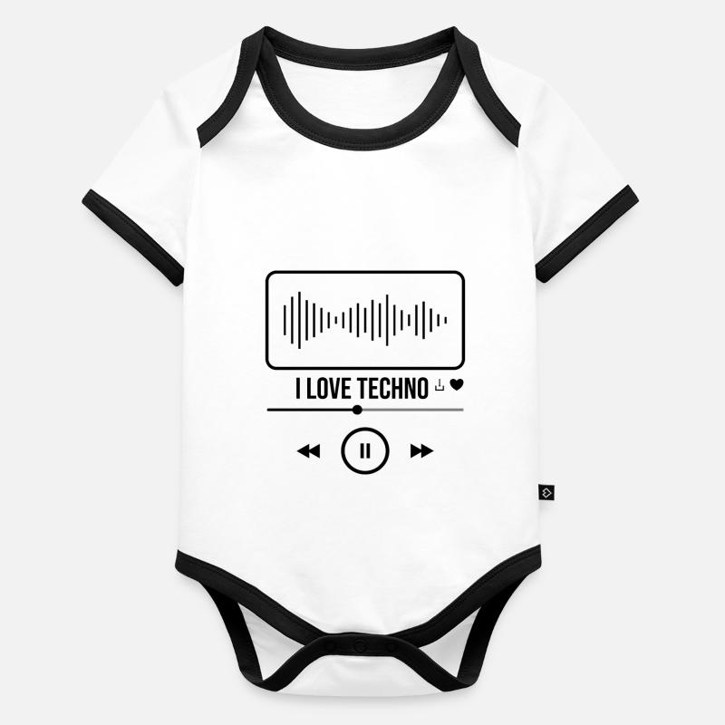 I love techno1 Baby Bio-Kurzarm-Kontrastbody