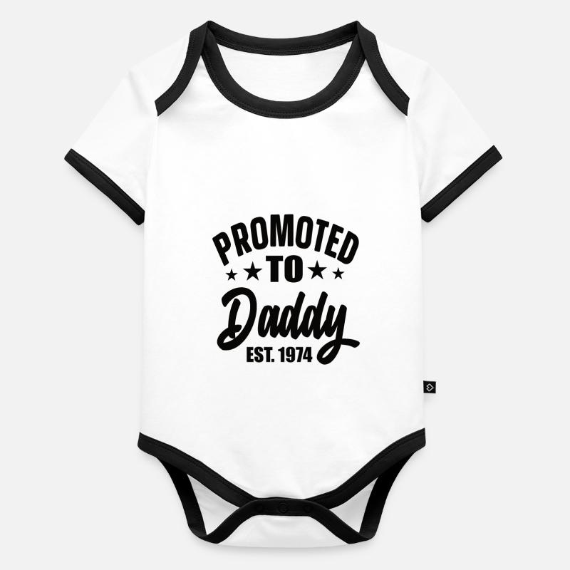Promoted To Daddy Est 1974 Baby Bio-Kurzarm-Kontrastbody
