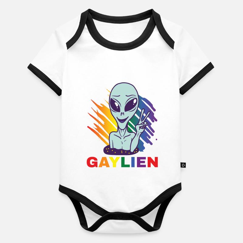 Gender Lesben, Schwule, Trans, Queer Regenbogen Baby Bio-Kurzarm-Kontrastbody