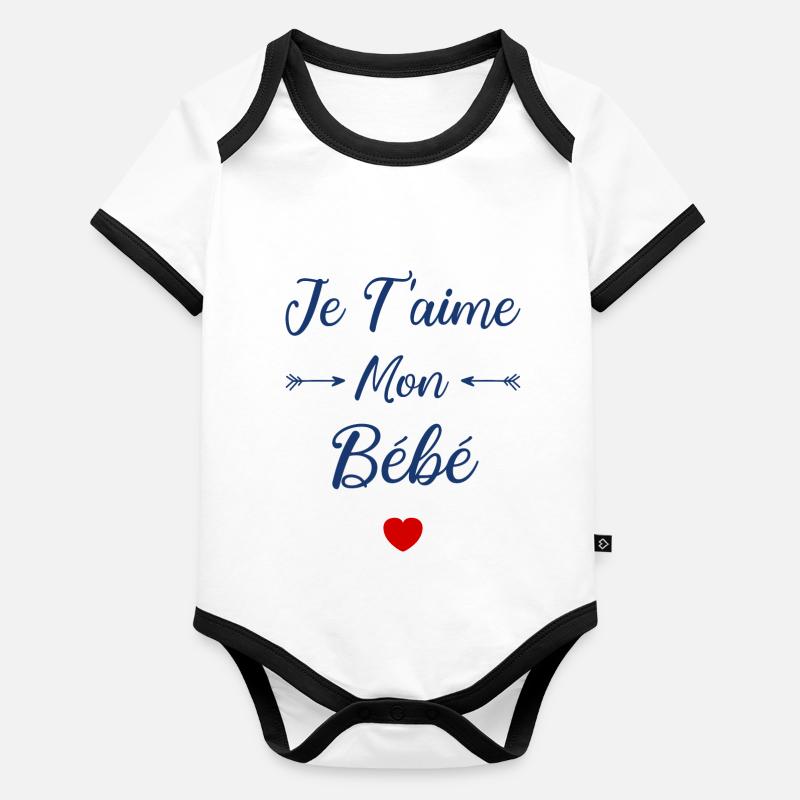 Je t'aime mon Bébé Body Bébé bio contrasté manches courtes