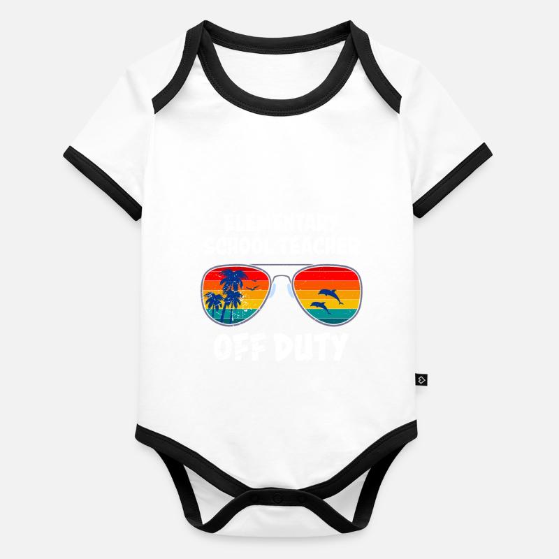 Classe d’école primaire de vacances Enseignant en congé Enseignant Body Bébé bio contrasté manches courtes