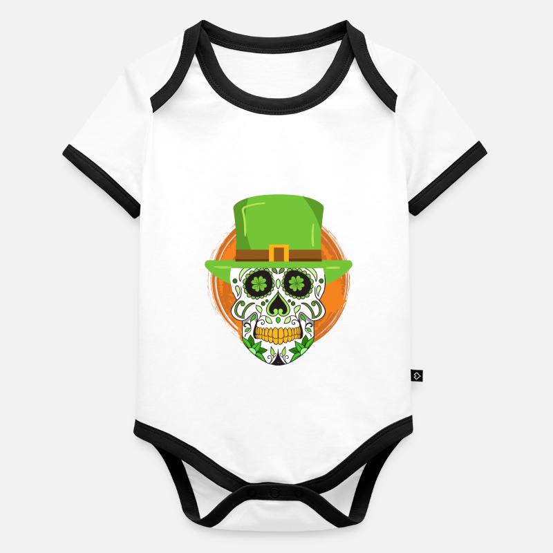 St. Patrick's Day Irish skeleton leprechaun Organic Baby Contrasting Bodysuit