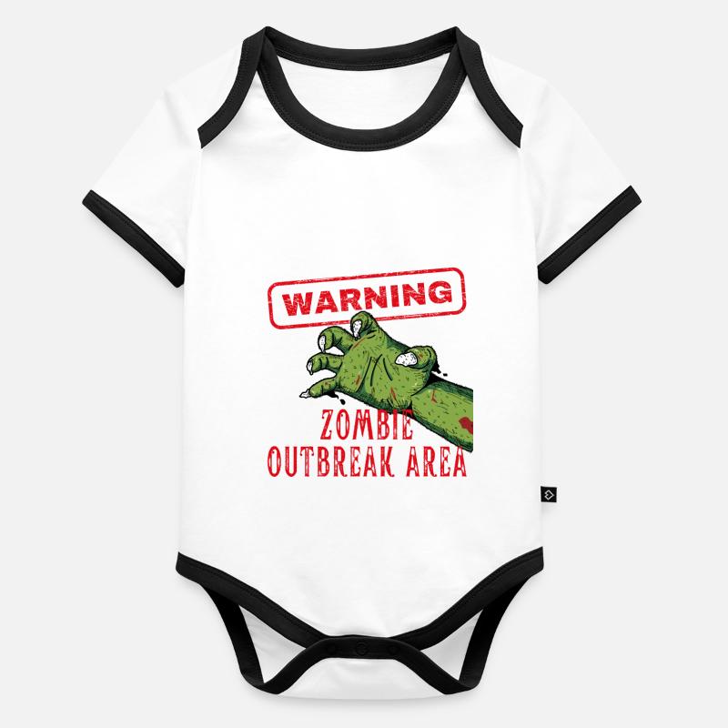 Warnung Zombie Outbreak Area Brain Eater Baby Bio-Kurzarm-Kontrastbody