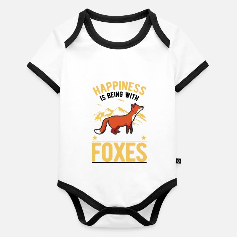 Le bonheur, c’est d’être avec Foxes Fuchs Body Bébé bio contrasté manches courtes