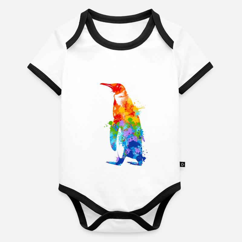 Penguin Splash Art Arctic Ice Body Bébé bio contrasté manches courtes