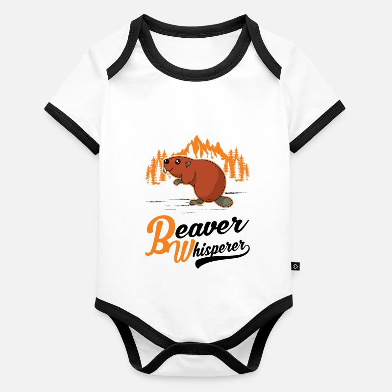 Biber Flüsterer Beaver Whisperer Body Bébé bio contrasté manches courtes
