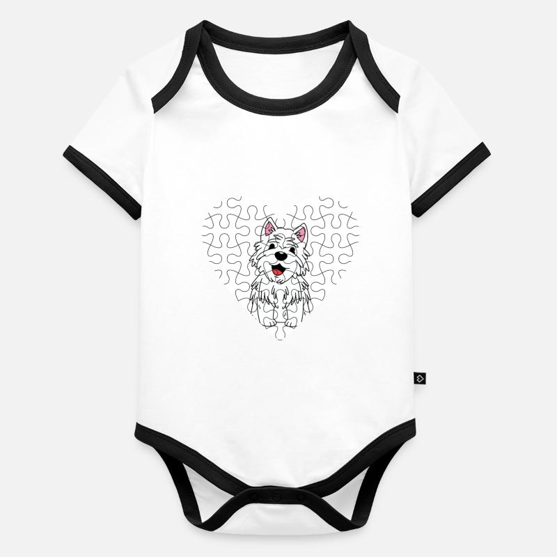 West Highland Terrier Body Bébé bio contrasté manches courtes
