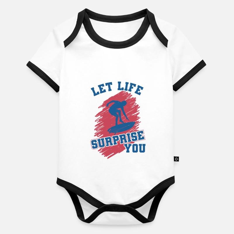 LASSEN SIE SICH VOM LEBEN ÜBERRASCHEN Baby Bio-Kurzarm-Kontrastbody