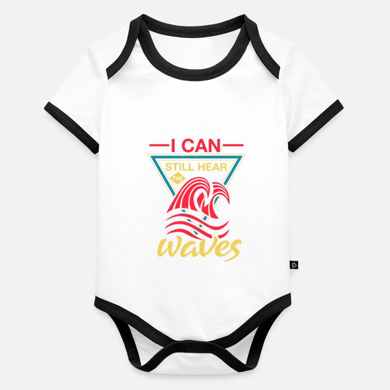 J’ENTENDS ENCORE DES VAGUES Body Bébé bio contrasté manches courtes