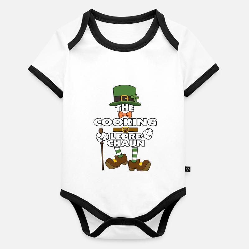 Le lutin cuisinier Saint-Patrick Body Bébé bio contrasté manches courtes