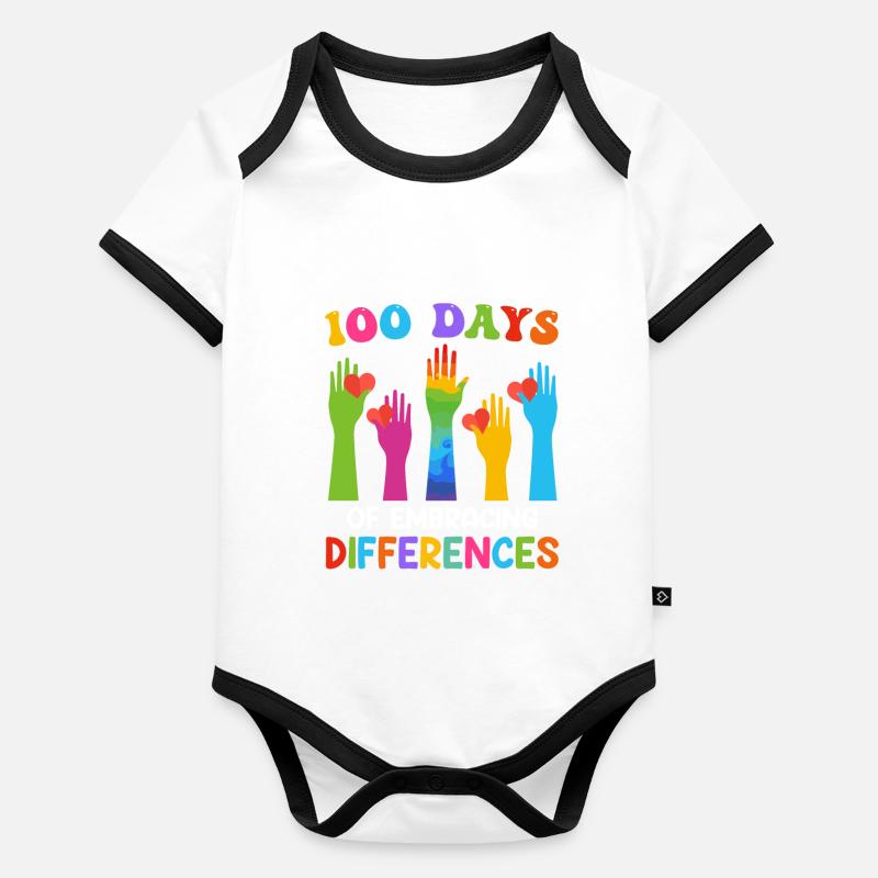 100 jours de diversité et d’inclusion solidaire Body Bébé bio contrasté manches courtes