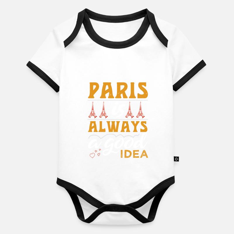 PARIS EST TOUJOURS UNE BONNE IDÉE Body Bébé bio contrasté manches courtes