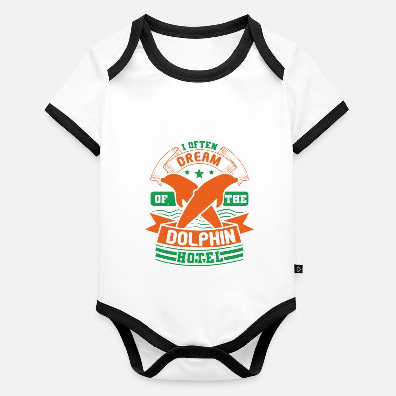 JE RÊVE SOUVENT DES DAUPHINS Body Bébé bio contrasté manches courtes