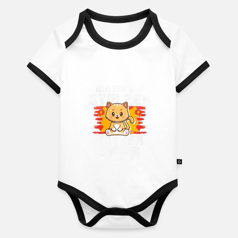 Ich Bin Stolzer Katzen Papa Baby Bio-Kurzarm-Kontrastbody