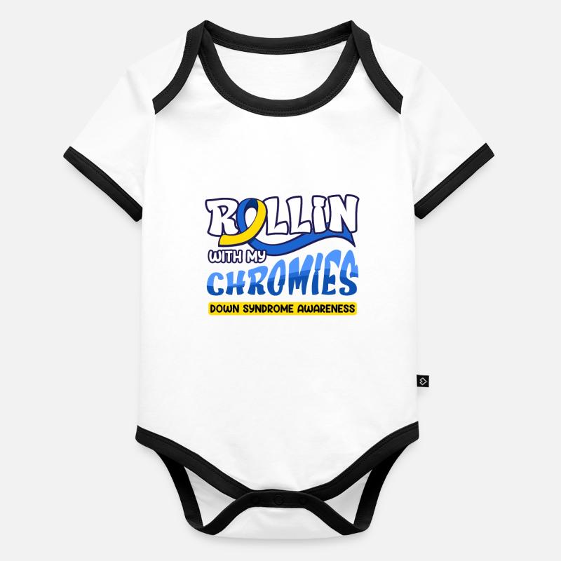 Down Syndrome Rollin avec mes Chromies Body Bébé bio contrasté manches courtes