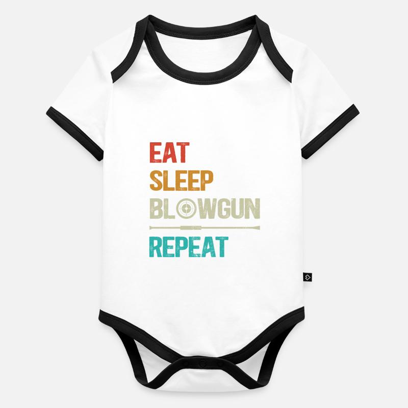 Tir de sarbacane - Eat Sleep Repeat Body Bébé bio contrasté manches courtes