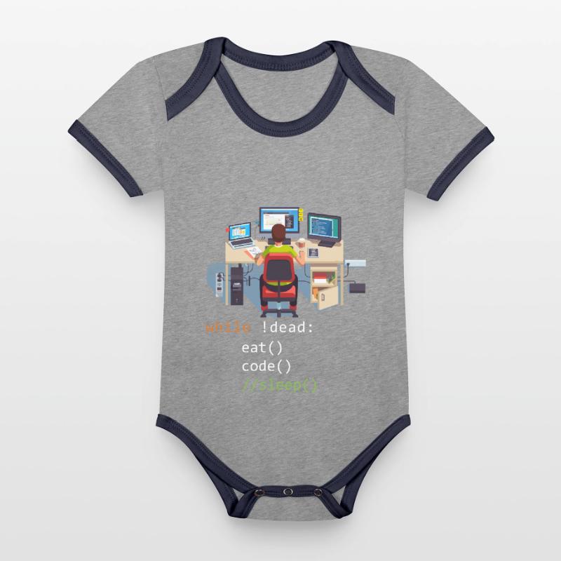 Informatique Python Programmeur Manger Code Sommeil Body Bébé bio contrasté manches courtes