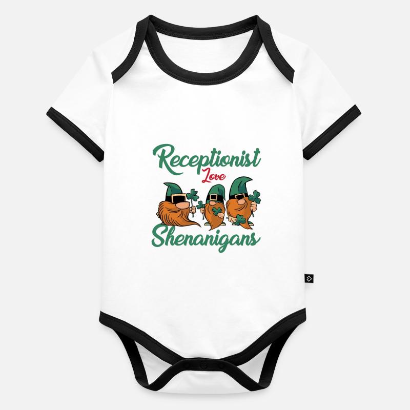Drôle de réceptionniste Saint-Patrick Body Bébé bio contrasté manches courtes