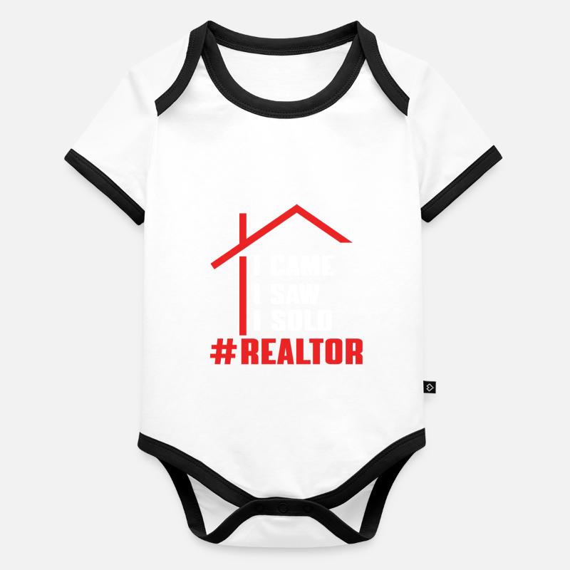 Agent immobilier Body Bébé bio contrasté manches courtes