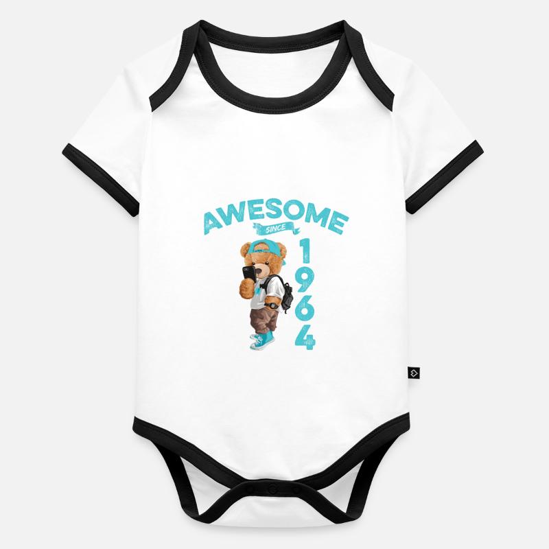 1964 Geburtstag Teddy Bär Awesome since Baby Bio-Kurzarm-Kontrastbody