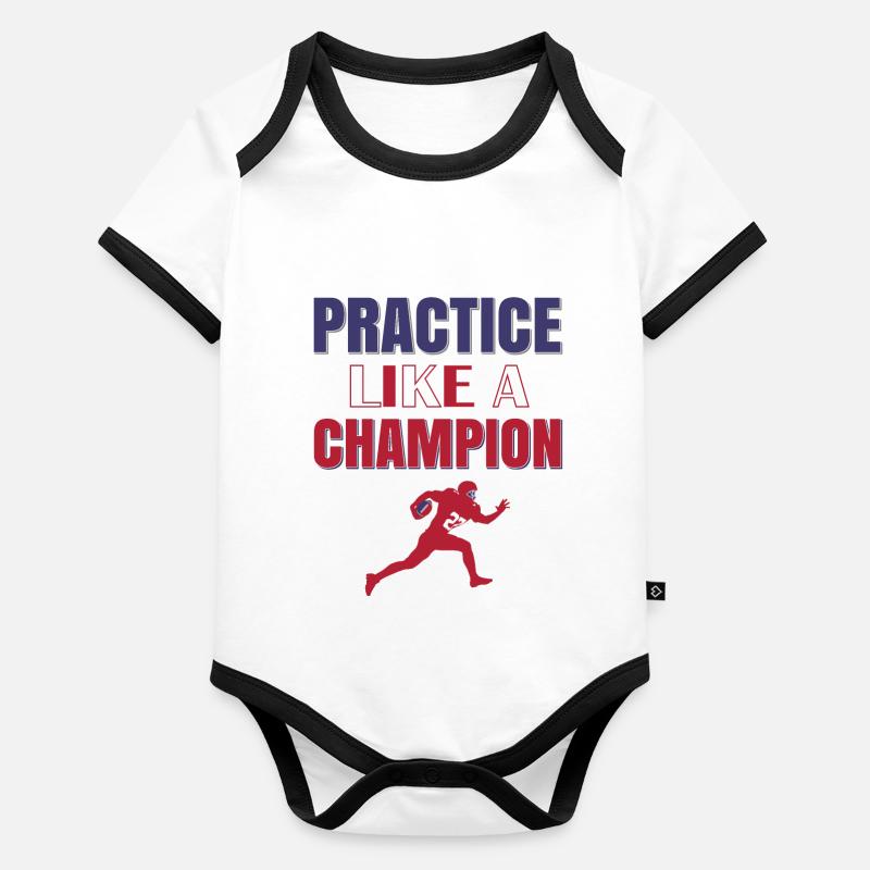 FoundLux New Design, PRACTICE LIKE A CHAMPION Baby Bio-Kurzarm-Kontrastbody