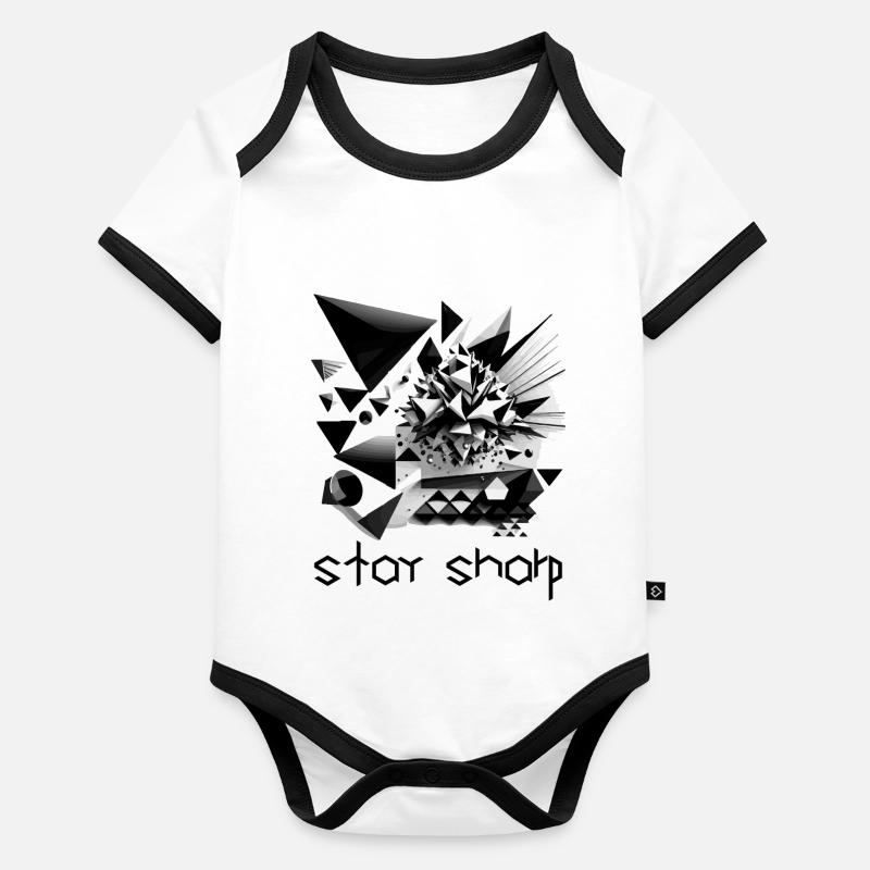 Black and white abstract design Organic Baby Contrasting Bodysuit