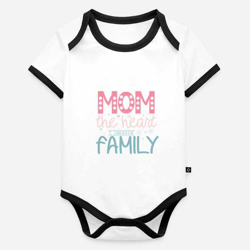 Mama das Herz der Familie - Muttertag Baby Bio-Kurzarm-Kontrastbody