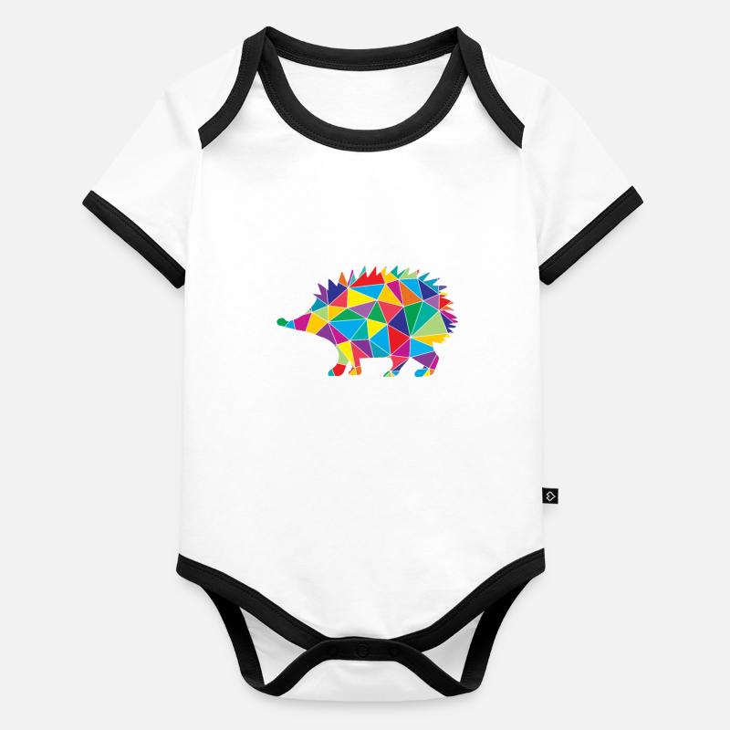 Hérisson Polygone Low Poly Animal Body Bébé bio contrasté manches courtes