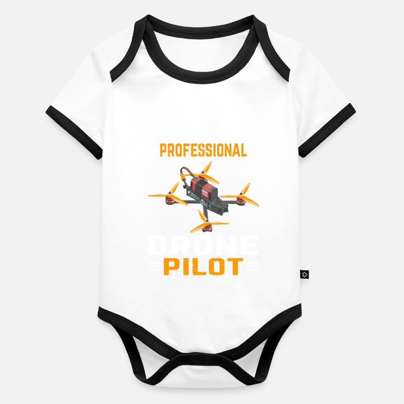 Pilote de drone professionnel Body Bébé bio contrasté manches courtes