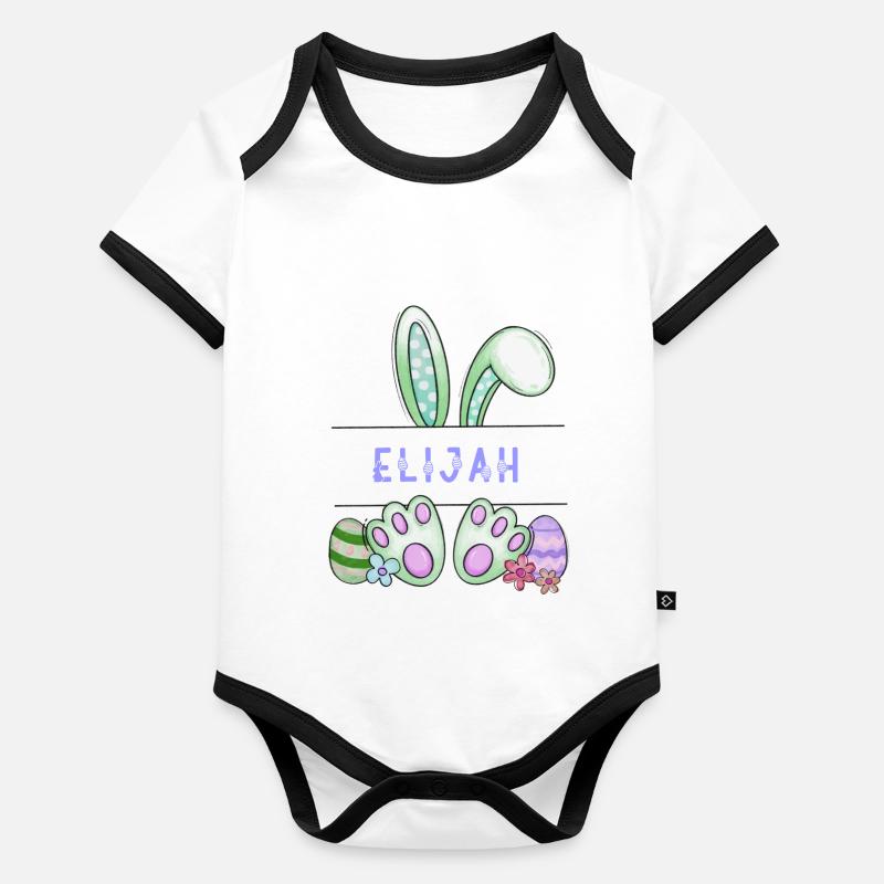 Lapin de Pâques, lapin, mignon - Elijah Body Bébé bio contrasté manches courtes