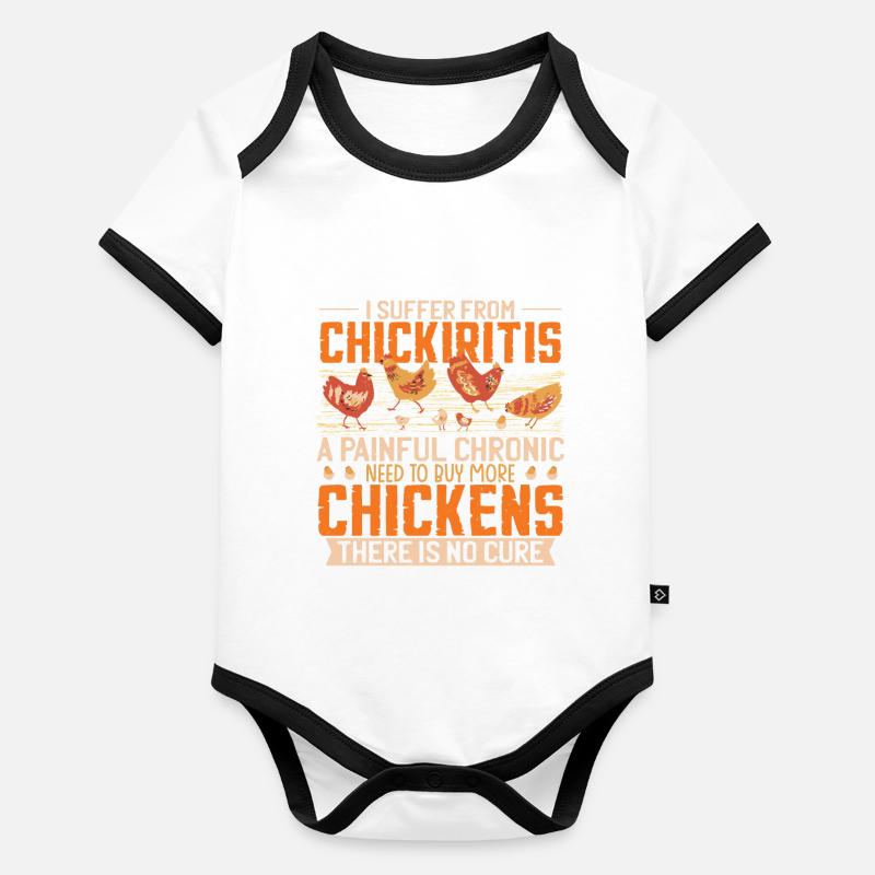 Poulet drôle de poulailler Élevage Fermier Body Bébé bio contrasté manches courtes
