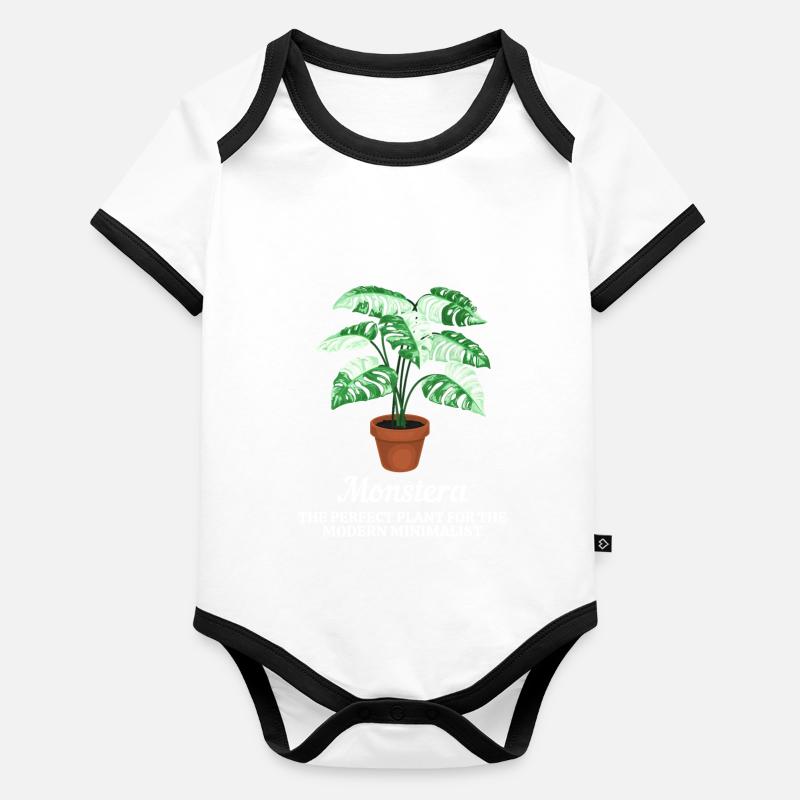 Monstera Modern Minimalist Baby Bio-Kurzarm-Kontrastbody
