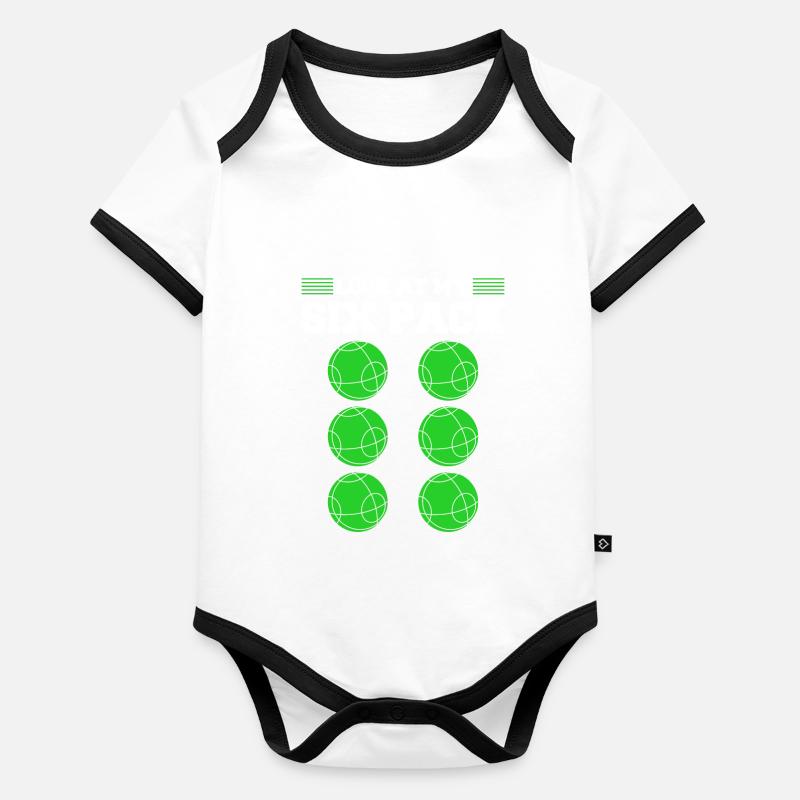Look At My Bocce Ball Six Pack, Funny Bocci Baby Bio-Kurzarm-Kontrastbody