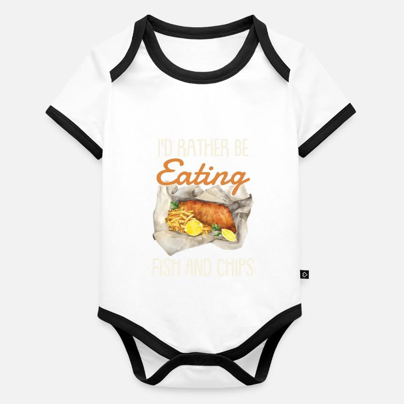 Je préfère manger du fish and chips Body Bébé bio contrasté manches courtes