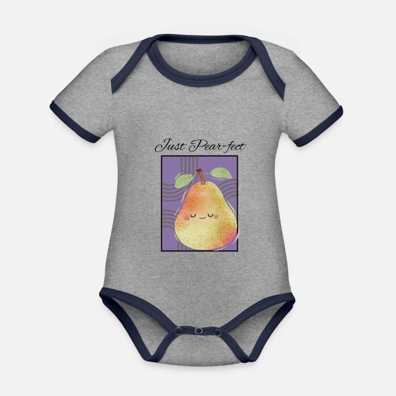 Juste Pear-fect - Body Bébé bio contrasté manches courtes - gris chiné/bleu marine