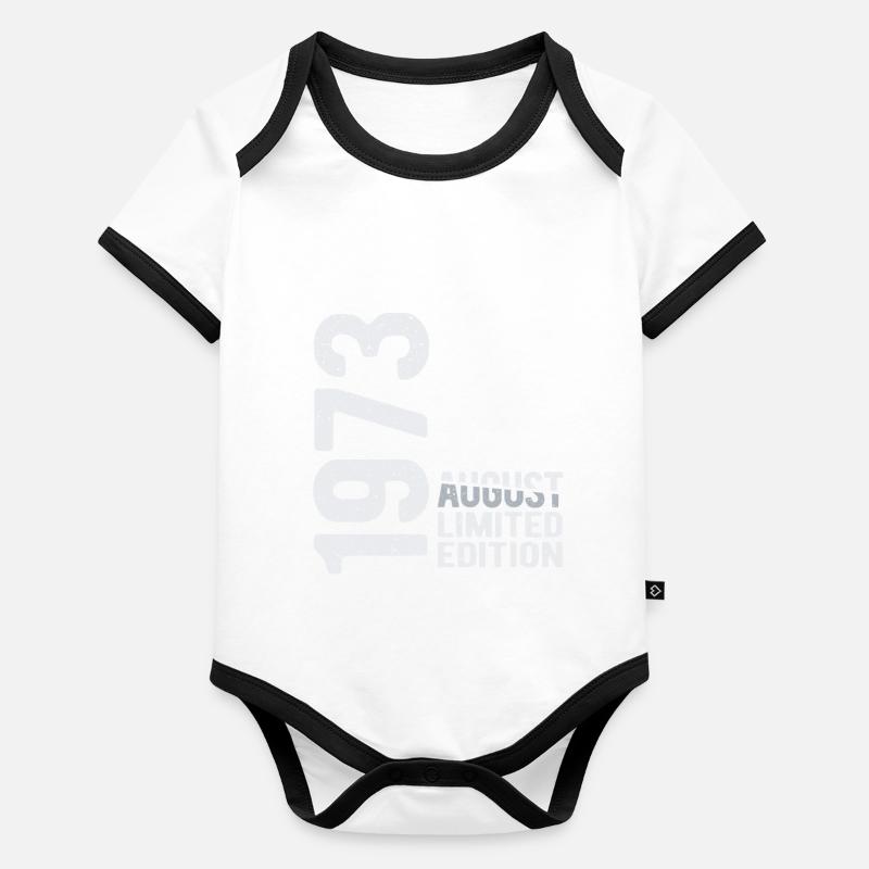Août 1973 édition limitée Année de naissance Body Bébé bio contrasté manches courtes