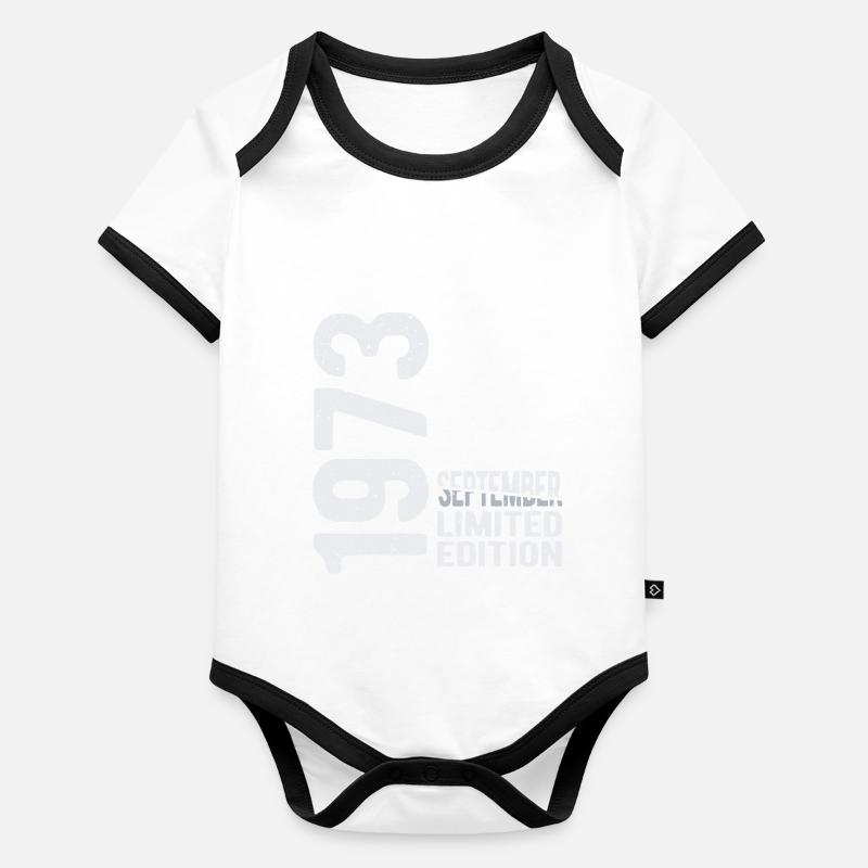Septembre 1973 édition limitée Année de naissance Body Bébé bio contrasté manches courtes