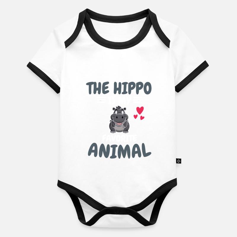 Lieblingstier Hippo Liebhaber Geschenk Nilpferd Baby Bio-Kurzarm-Kontrastbody