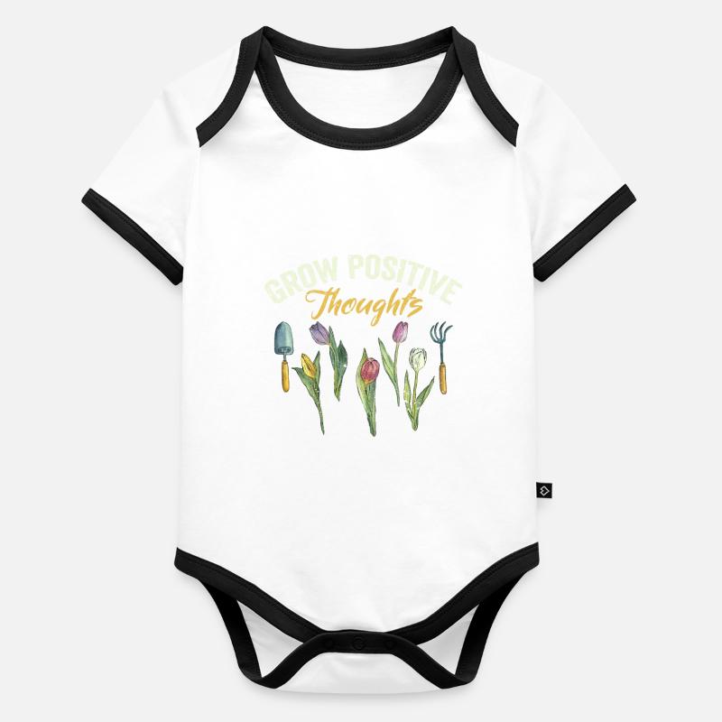 Growing Positive Thoughts Funny Gardening Organic Baby Contrasting Bodysuit