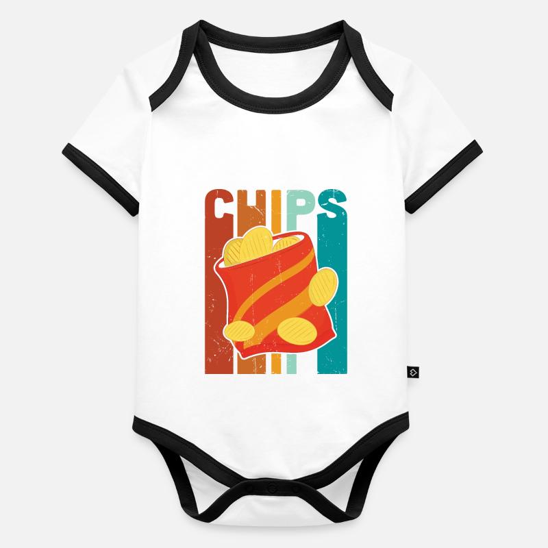 Chips Manger des collations Cadeau de bonbons Body Bébé bio contrasté manches courtes