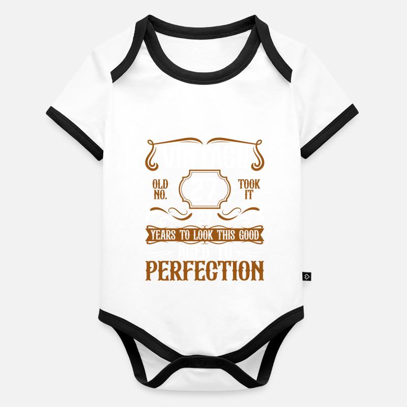 27e anniversaire Vintage Rétro Body Bébé bio contrasté manches courtes