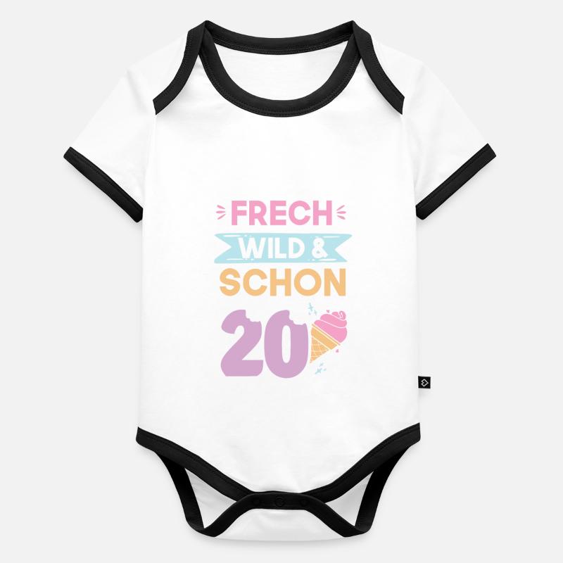 Geschenk 20 Jahre Geburtstag Eis essen Baby Bio-Kurzarm-Kontrastbody