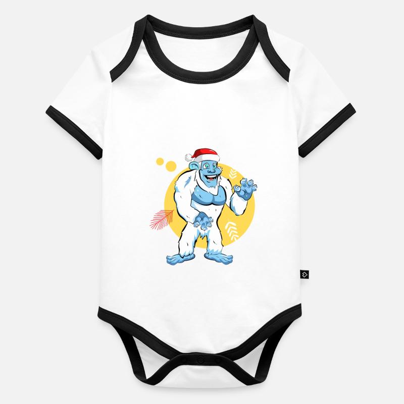 Yeti Santa Organic Baby Contrasting Bodysuit