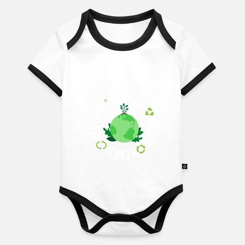 Recycle Reuse Renew Rethink Crisis Umwelt Baby Bio-Kurzarm-Kontrastbody